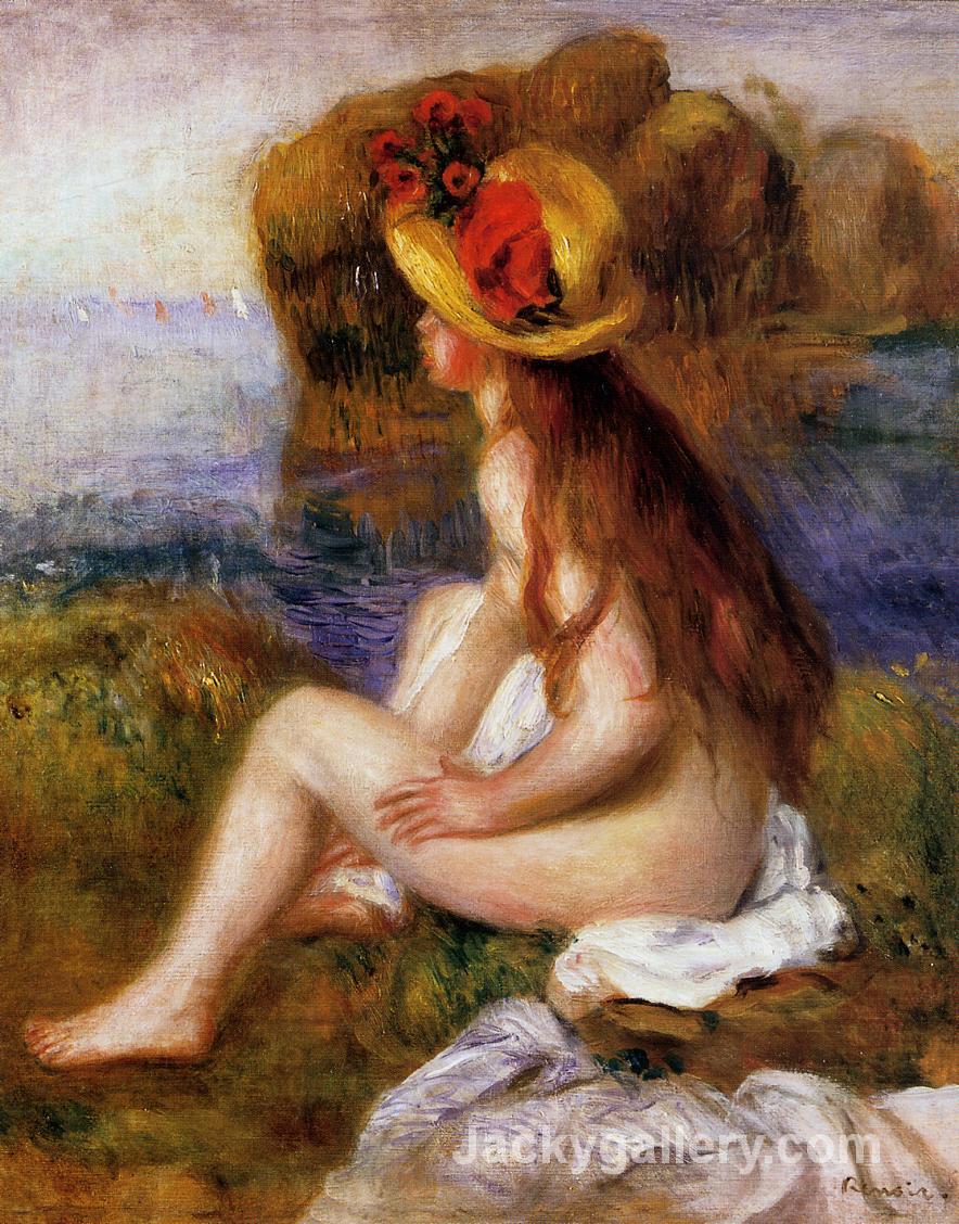 Nude in a Straw Hat by Pierre Auguste Renoir paintings reproduction
